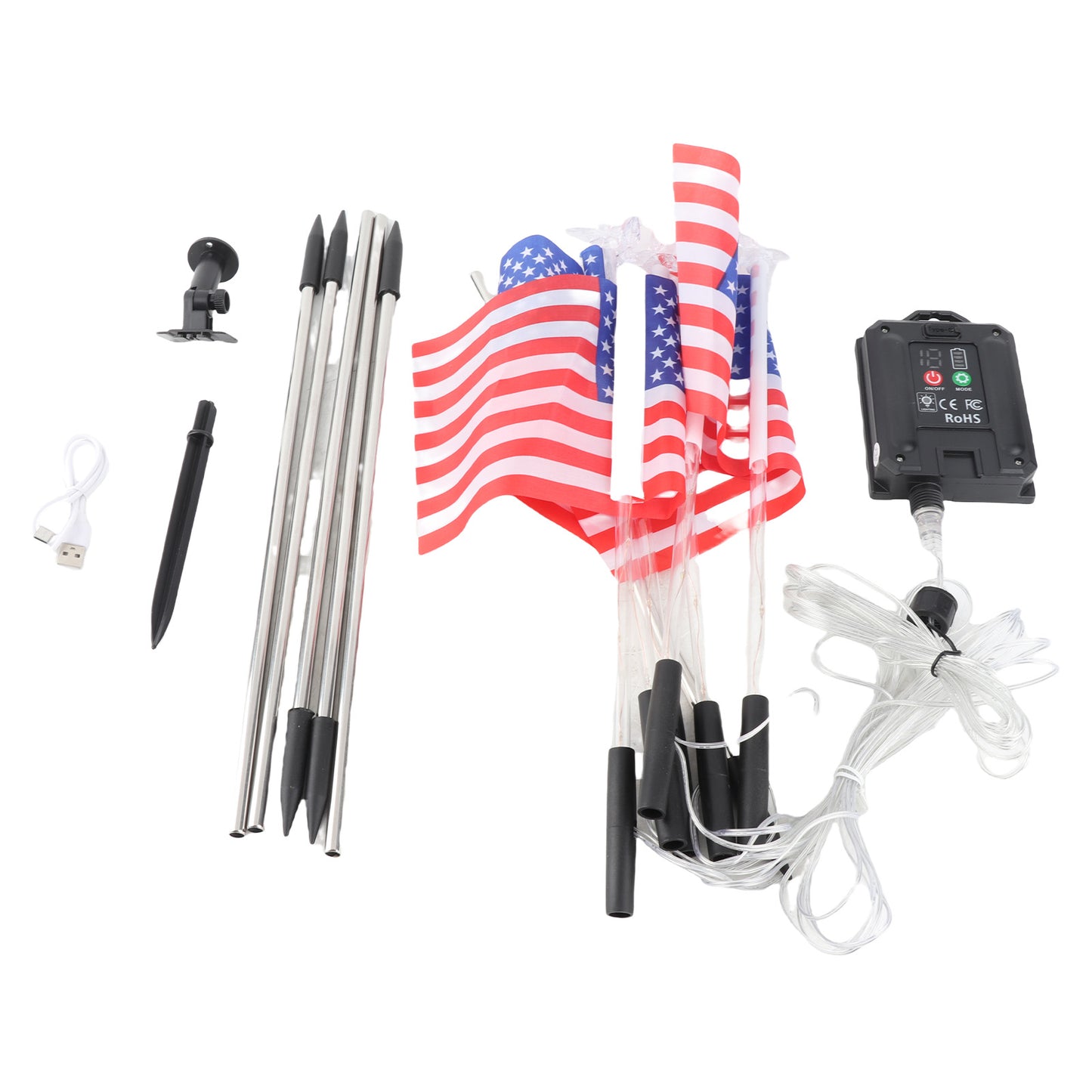 Solar American Flag Lights - 8 Modes for Independence Day Decor