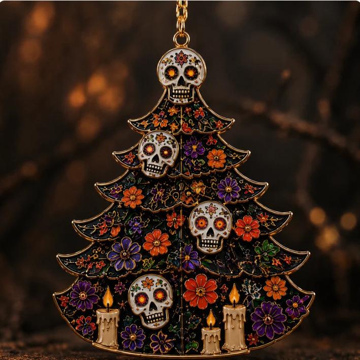 Halloween Christmas Tree Acrylic Decorations Set - Festive Holiday Ornaments