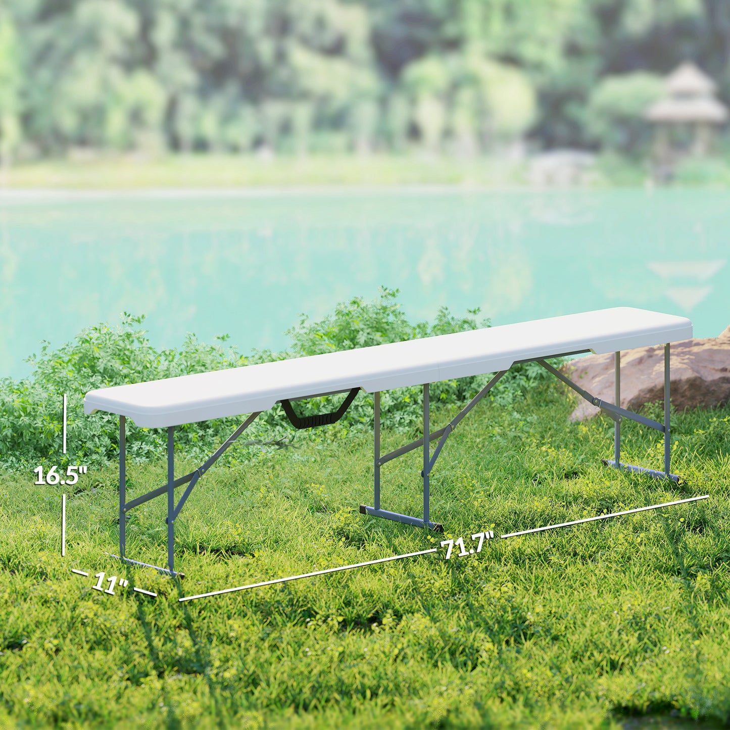 6 ft Portable Folding Bench Seats - Set of 2 for Camping, White