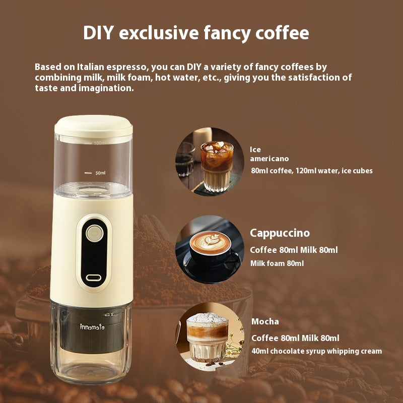 Portable Wireless Coffee Machine - Compact Capsule Espresso Maker for Home & Outdoor Use