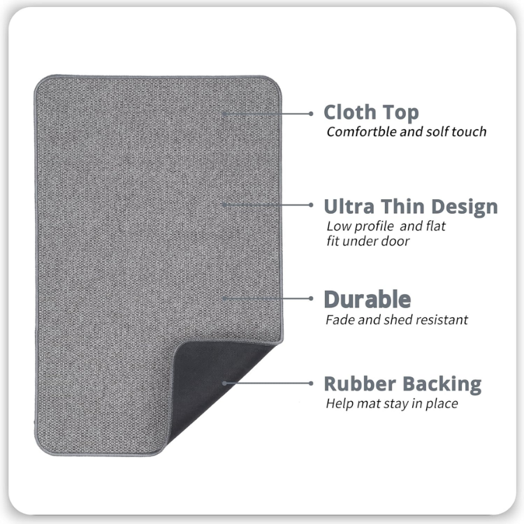 Ultra Thin Non-Slip Bath Mat - Quick Dry Absorbent Bathroom Rug, 17x27 Inches, Grey