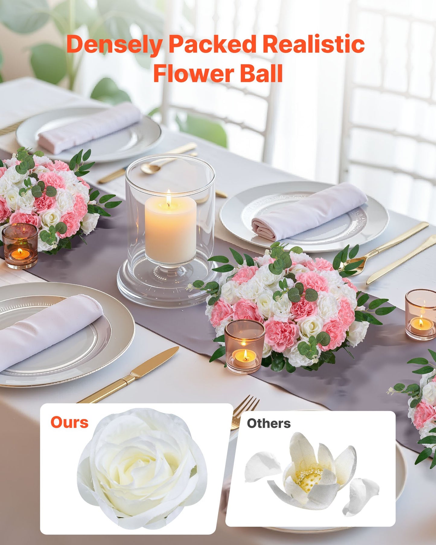 Pink and White Faux Flower Balls for Wedding Centerpieces - 10pcs