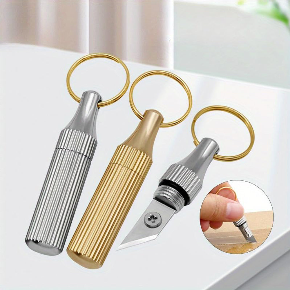 2PCS Mini Pocket Knife Set - Leaf-Shaped Stainless Steel with Keychain