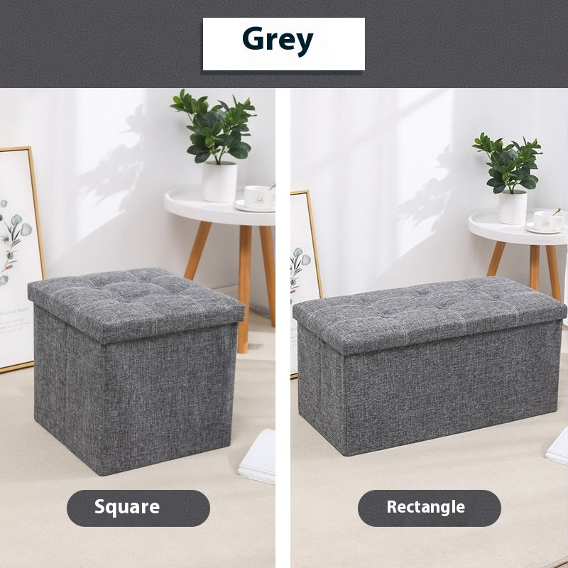 Foldable Shoe Storage Bench with Cotton Linen Upholstery - Multi-Color