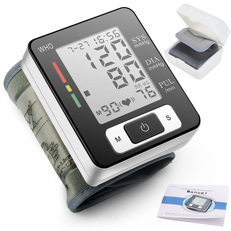 Automatic Wrist Blood Pressure Monitor with Adjustable Cuff and Memory