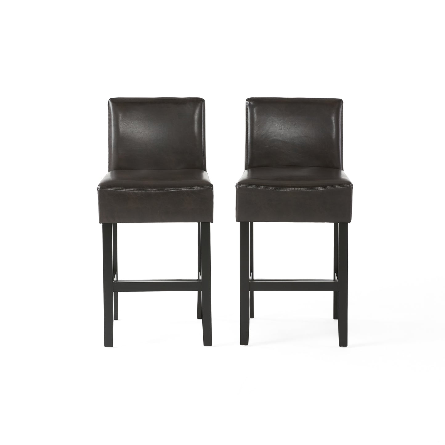26-inch Brown Leather Counter Stools Set Of 2