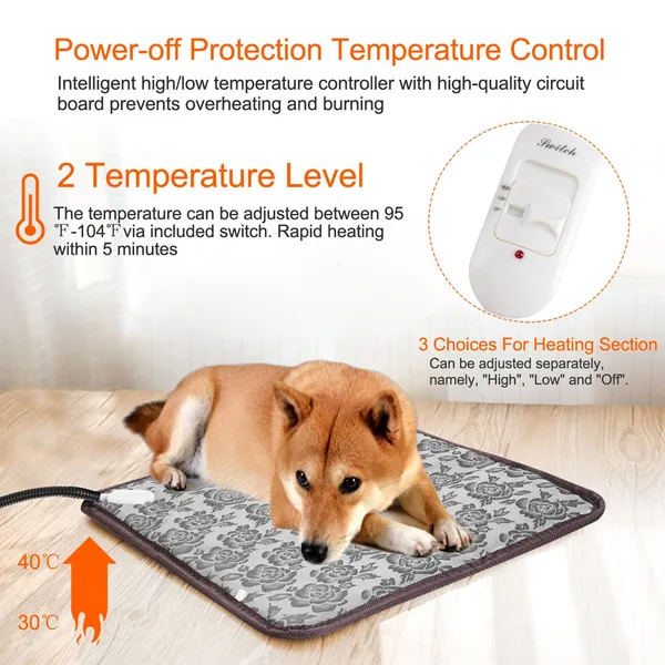 Waterproof Electric Pet Heating Pad for Dogs & Cats, Adjustable Temperature