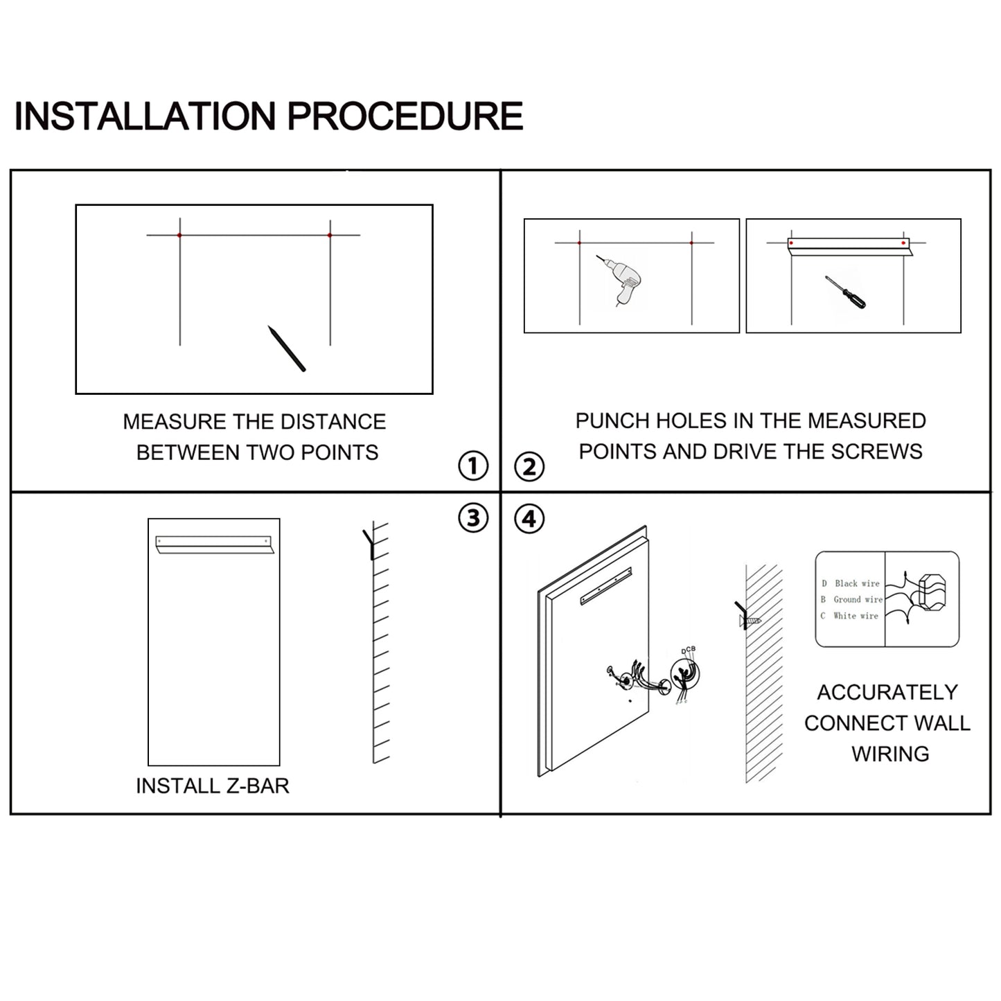 LED Bathroom Mirror 60x32 with Anti-Fog & Touch Sensor