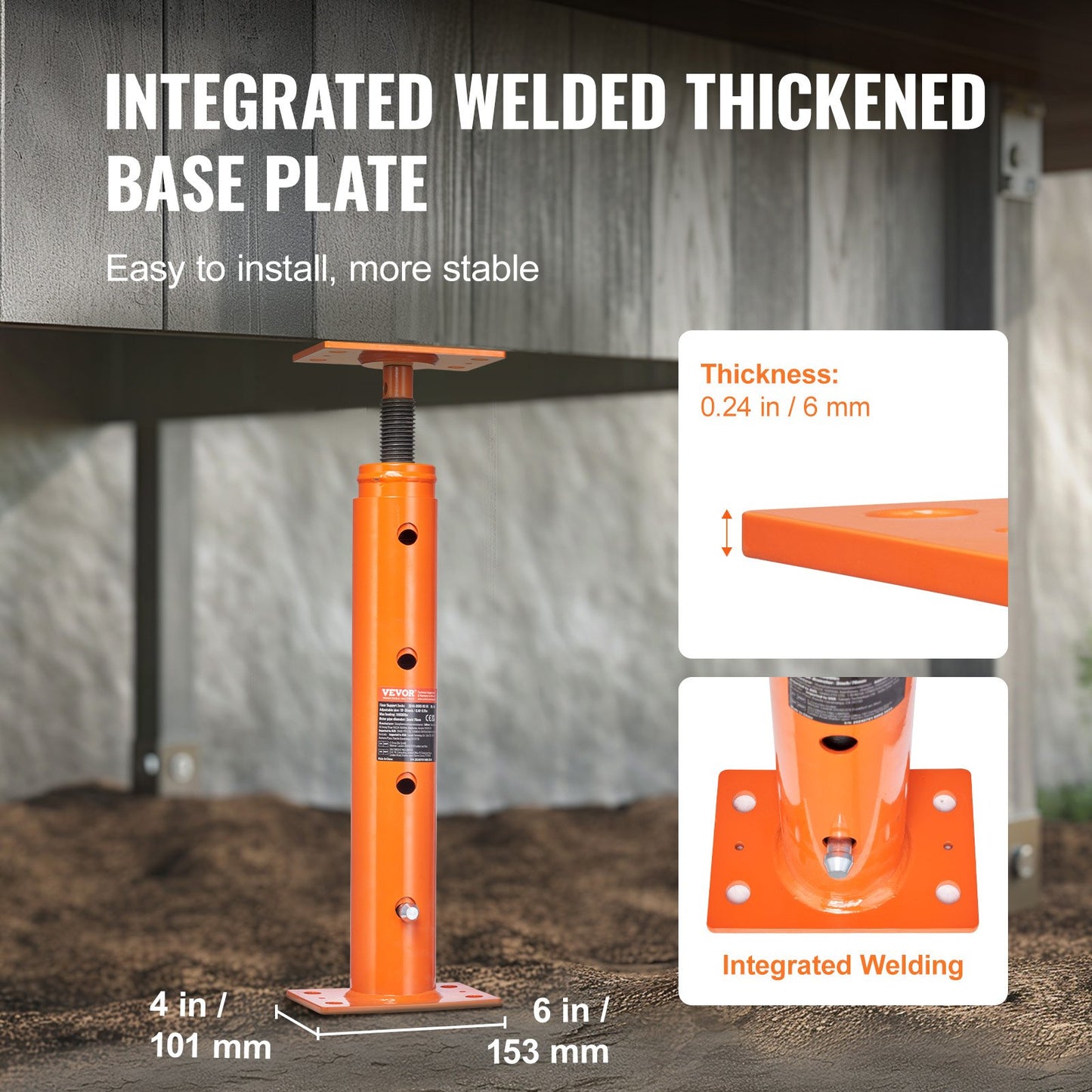 Heavy-Duty Adjustable Floor Jack Post for House Leveling 19-36 Inches - Red