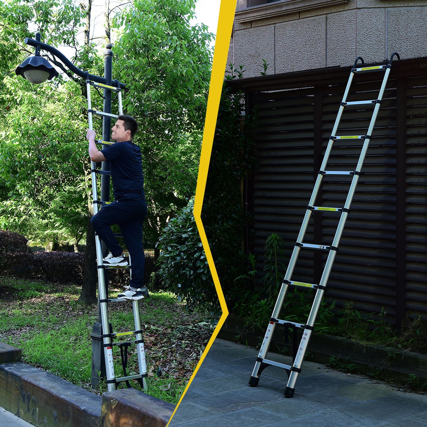 8.5FT Telescopic Ladder - Aluminum Folding Ladder with Hooks