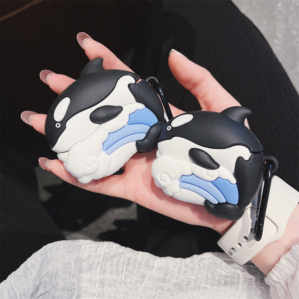 3D Orca Shaped Protective Case for Bluetooth Earphones Cartoon Design