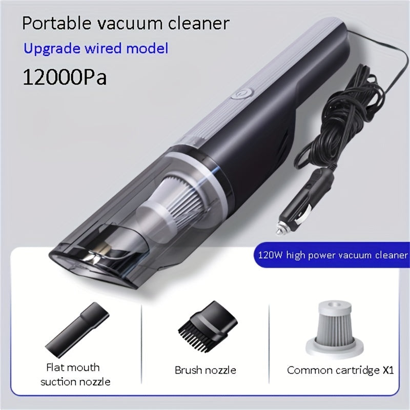 Wired Car Vacuum Cleaner with Strong Suction & HEPA Filter - Compact Handheld for Auto Interior Cleaning