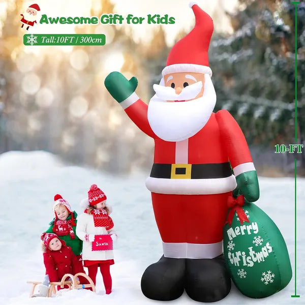 10 FT Christmas Inflatable Santa Claus Decoration with LED Lights