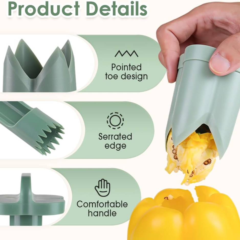 2-in-1 Pepper Seed Corer & Deseeder Tool - White
