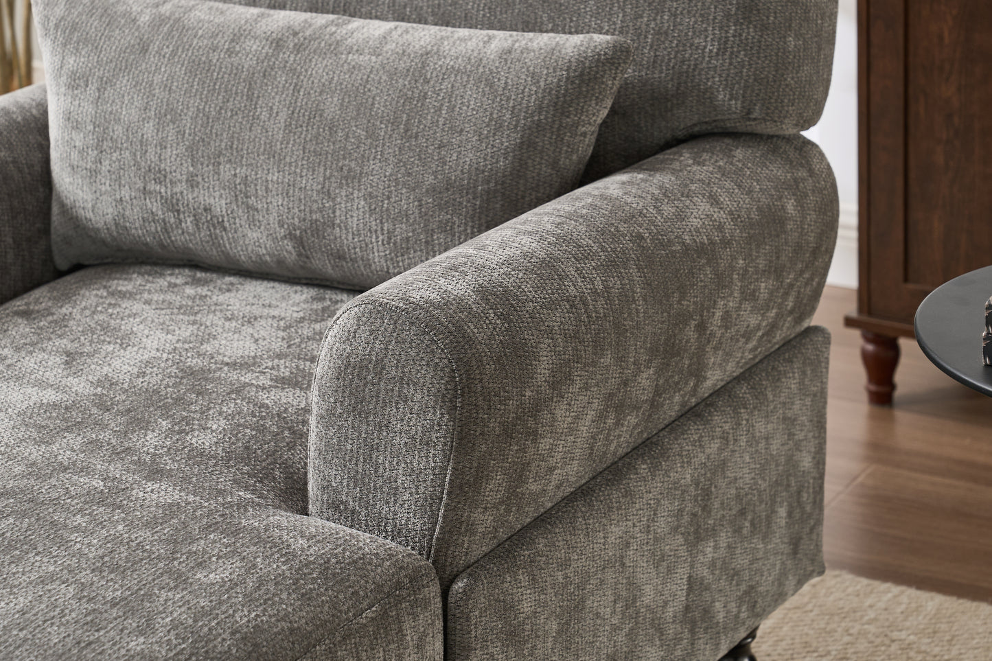 Modern Grey Chaise Lounge - Upholstered Recliner Sofa Chair