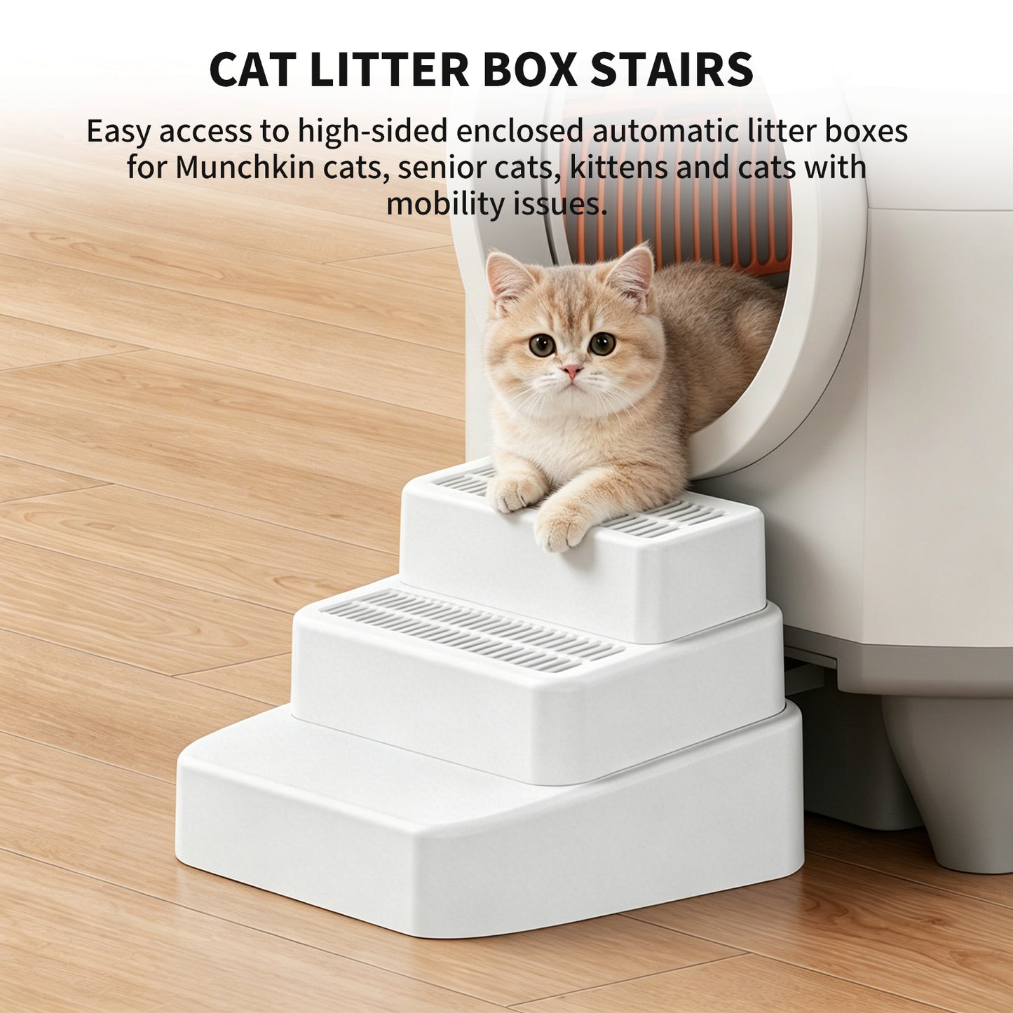 Cat Ladder - Self Pickup Pet Furniture for Cats - White & Black