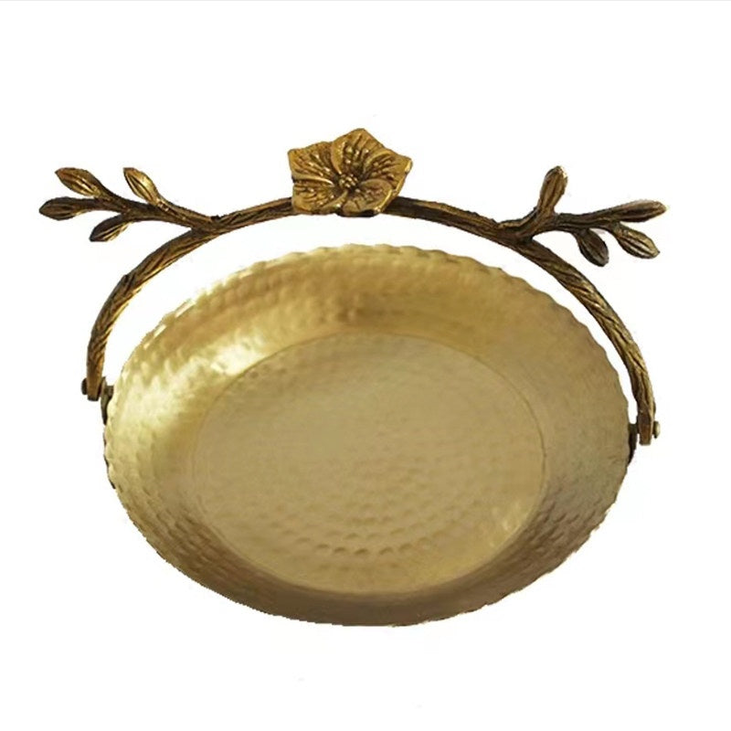 European-Style Brass Fruit Tray Ornament with Butterfly and Plum Blossom Designs