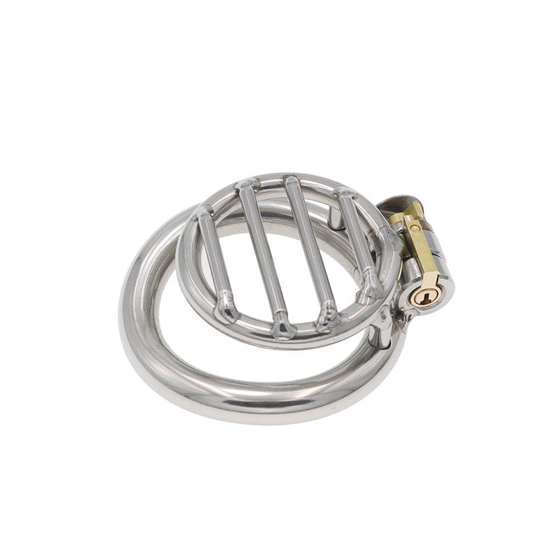 Men's Stainless Steel Flat Chastity Lock with Multiple Ring Sizes