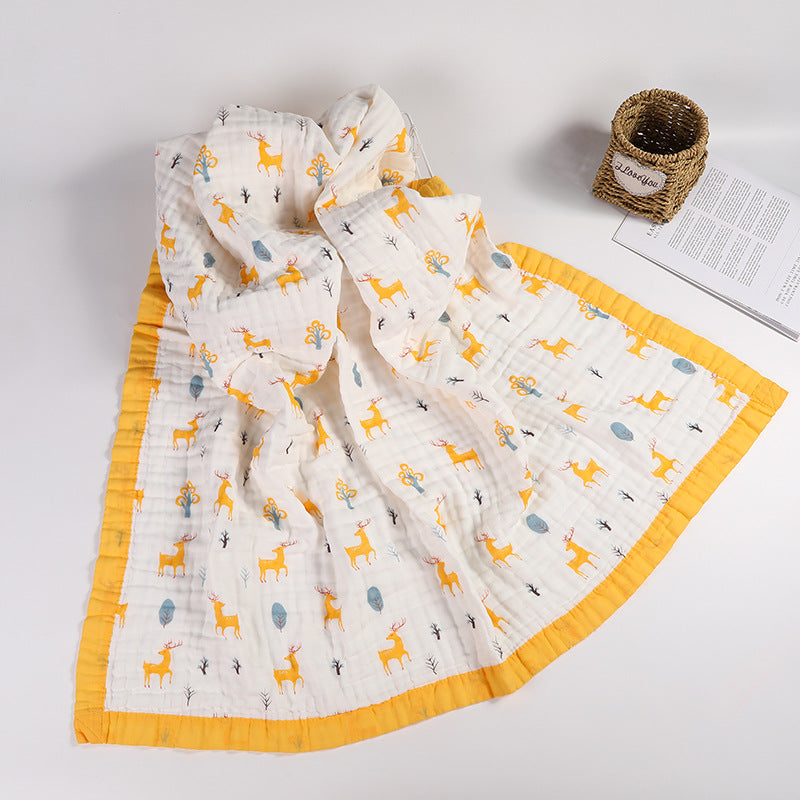 Children's Cartoon Bath Towel Six-Layer Gauze Quilt Blanket - Super Soft & Antibacterial