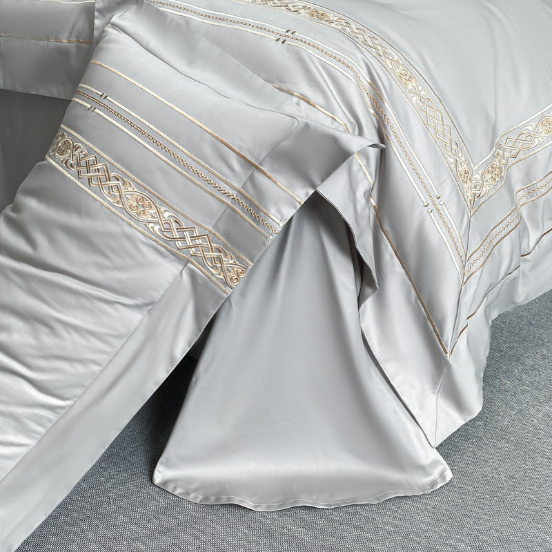 Cotton Four-Piece Mattress Cover Bedding Set with Embroidery