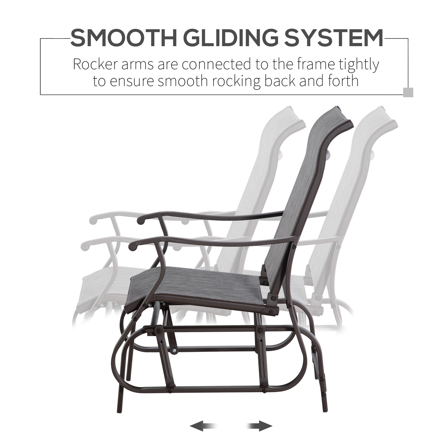 Outdoor Glider Chair with Steel Frame & Mesh Fabric - Gray