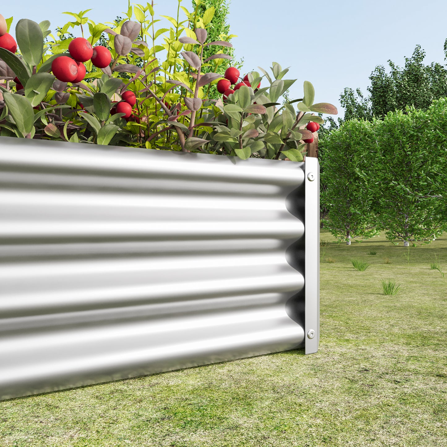 Metal Raised Garden Bed - 2PCS Silver 4ft x 2ft x 1ft Planter