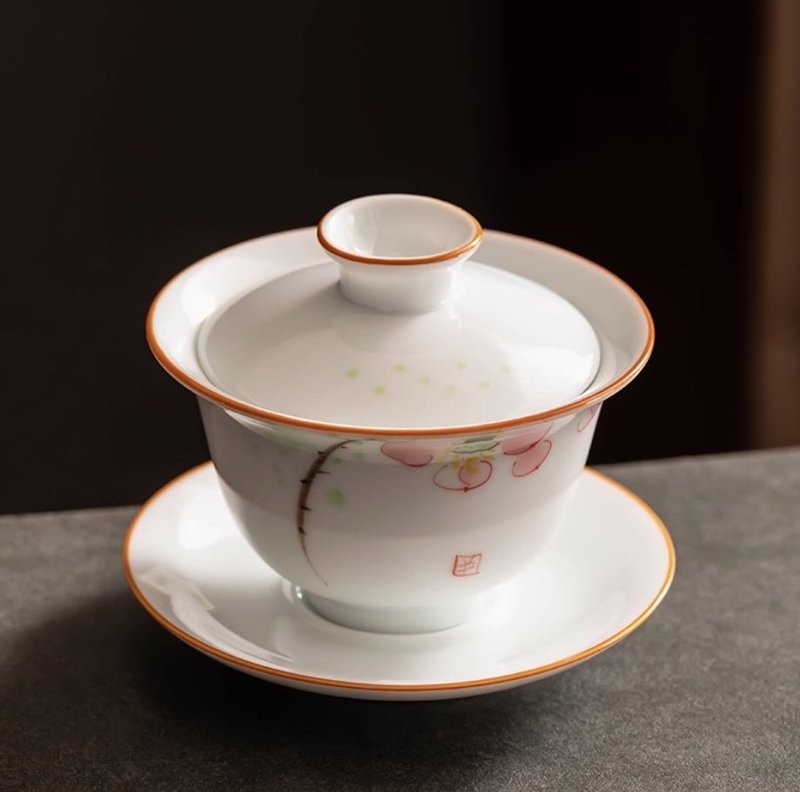 Large Hand Painted White Porcelain Tea Set - Modern Tableware