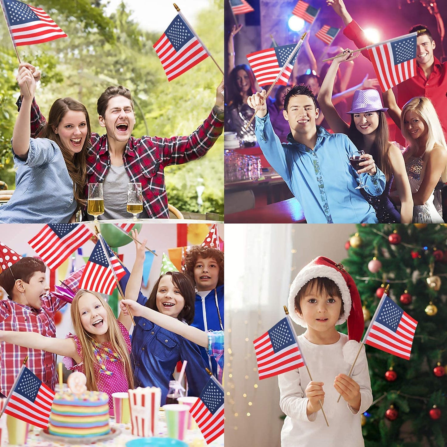 Mini American Flags on Stick - 65 Pack Handheld Flags for Events