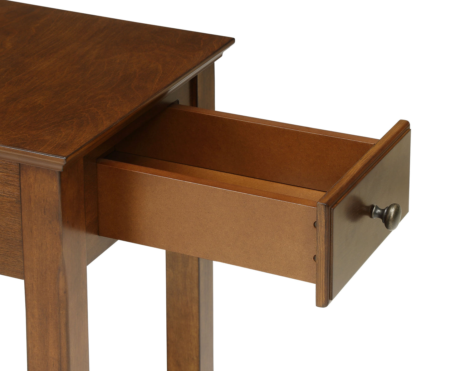 Walnut Finish Accent Table with Open Storage Shelf