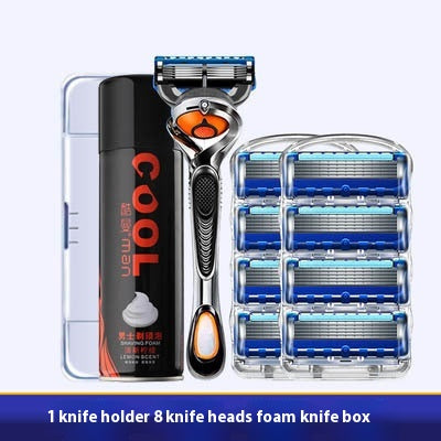 Men's 5-Layer Manual Razor Shaver with Blade Refills