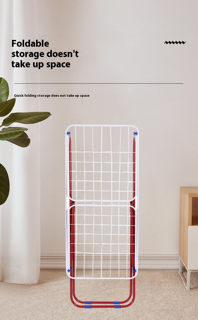 Indoor Folding Clothes Hanger Stand - Installation-Free Mobile Wardrobe Organizer