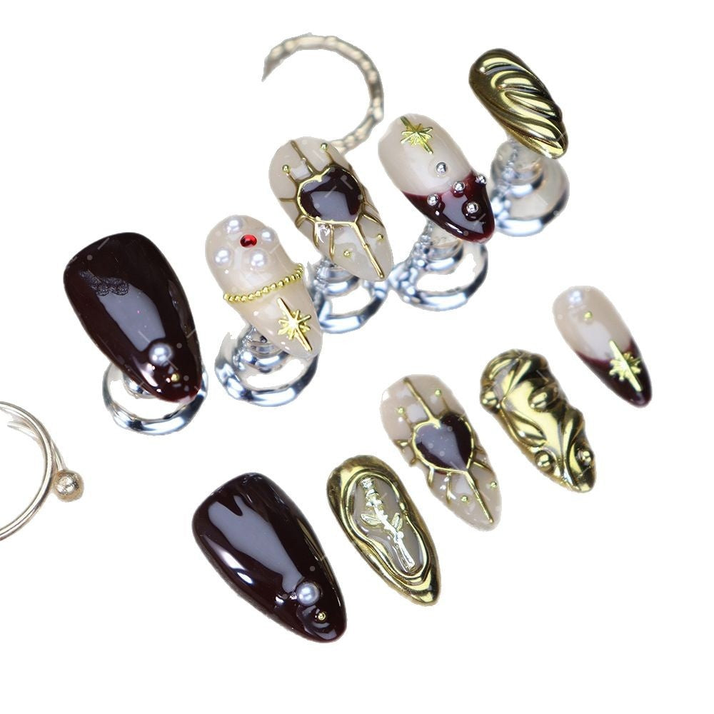 Sweet Cool Pearl Edge Irregular French Manicure Set for Ladies - Nail Art Kit