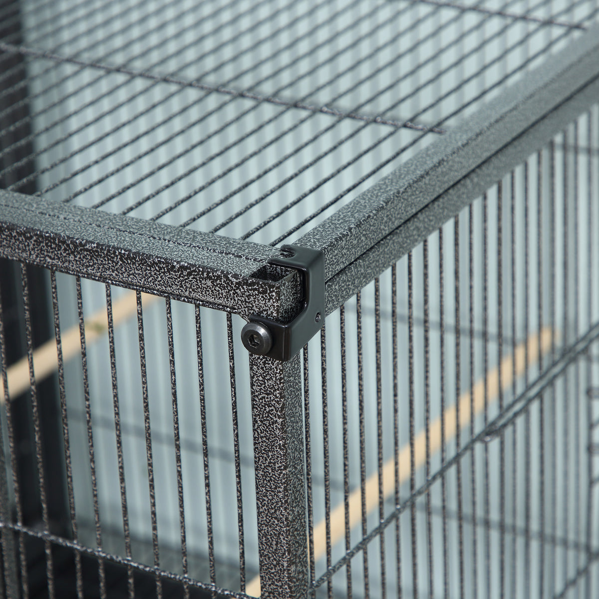 Divided Bird Cage with Rolling Stand, Removable Metal Trays & Storage Shelf