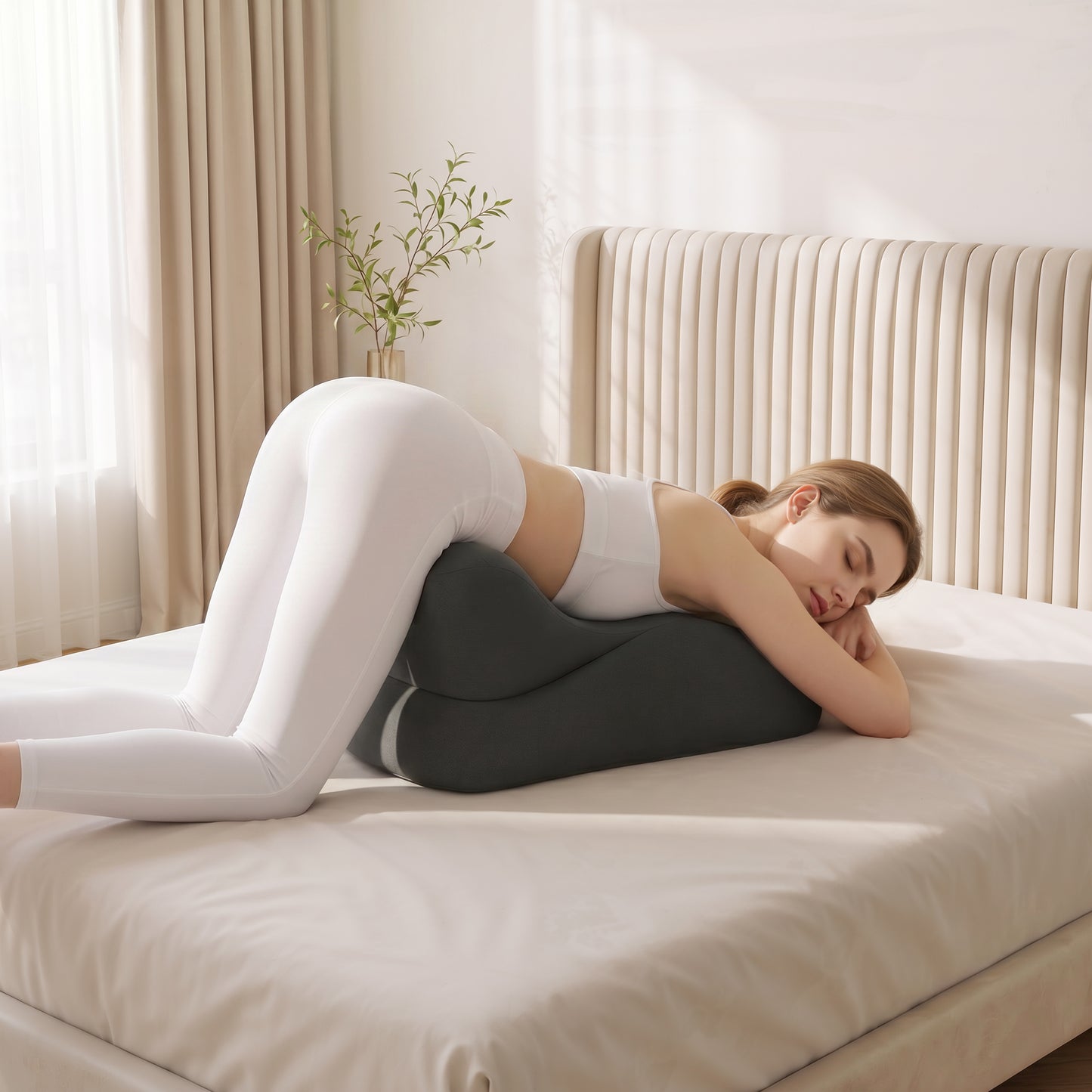 Ergonomic Memory Foam Wedge Pillow for Couples - Dark Grey