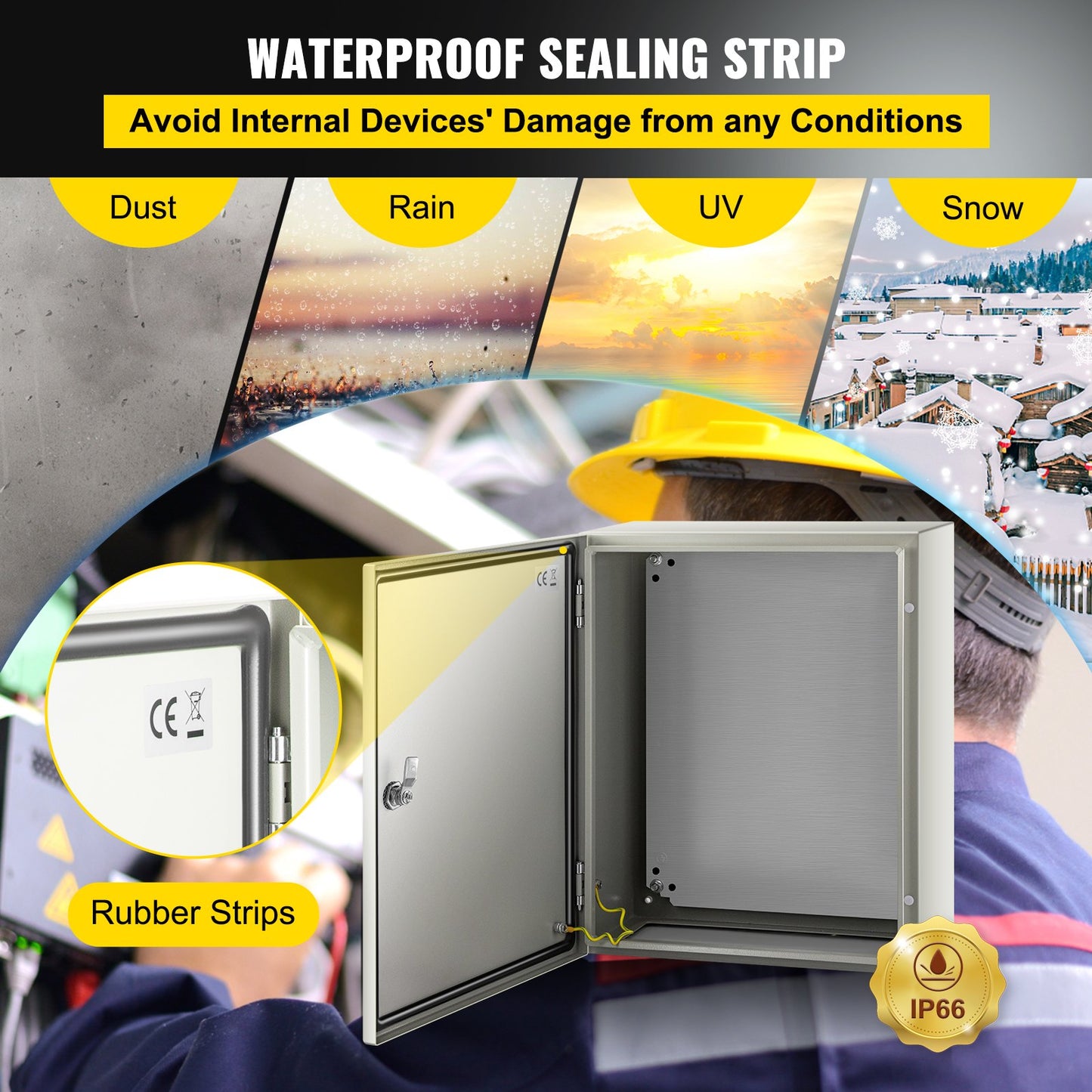 NEMA Steel Electrical Enclosure Box 20x16x8 Inches Waterproof Dustproof Outdoor Indoor