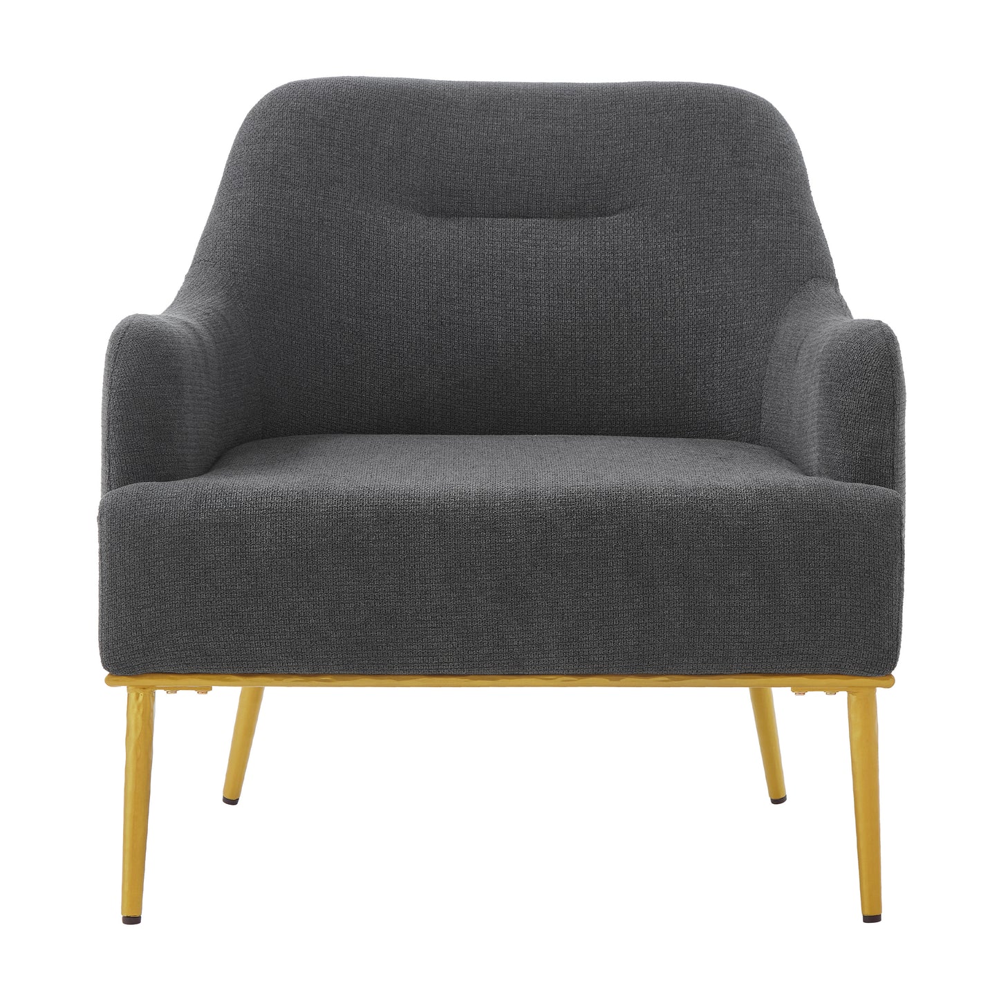 Modern Accent Chair with Curved Backrest and Gold Legs - Dark Gray