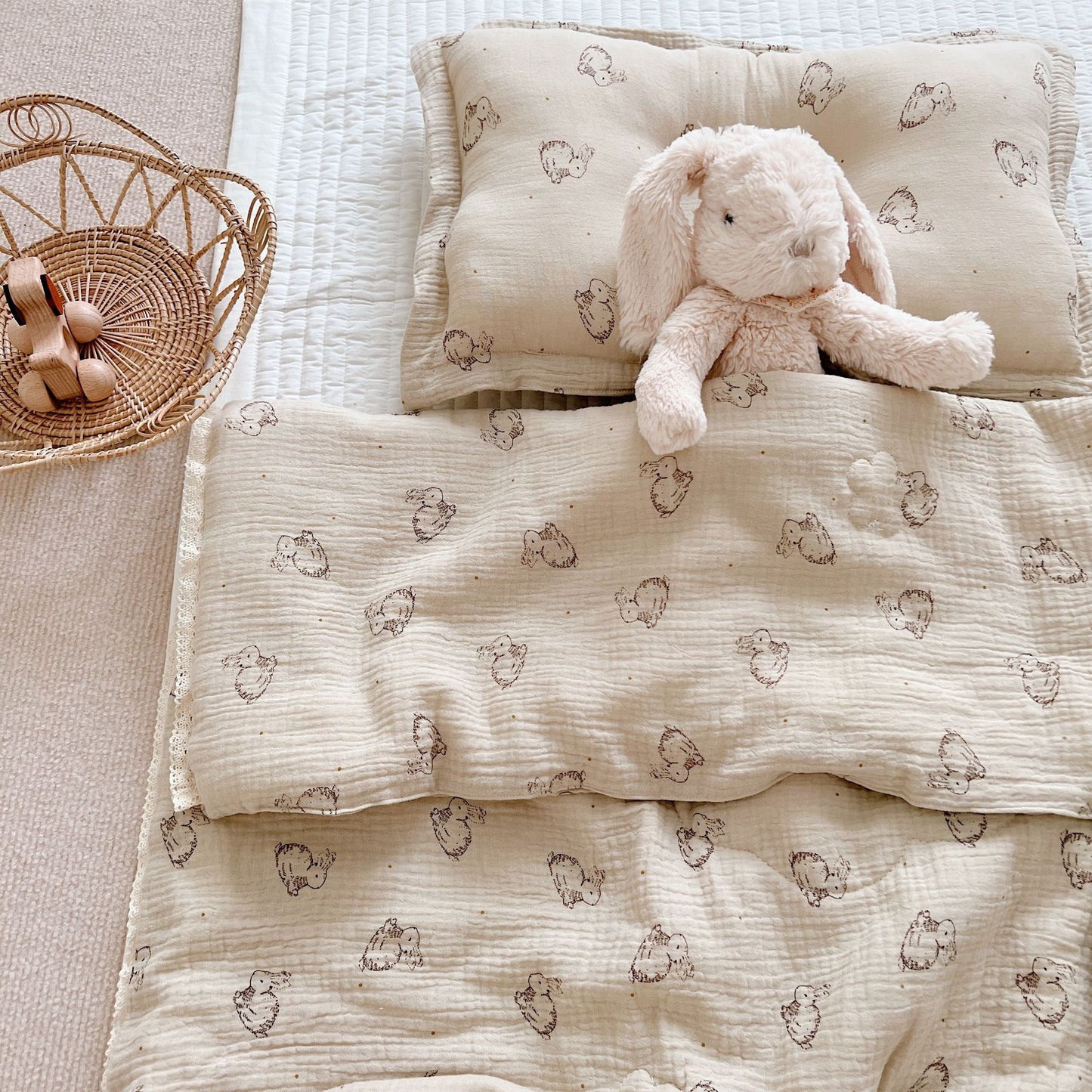 Pure Cotton Double-Layer Gauze Summer Duvet Cover Set - Lightweight & Breathable