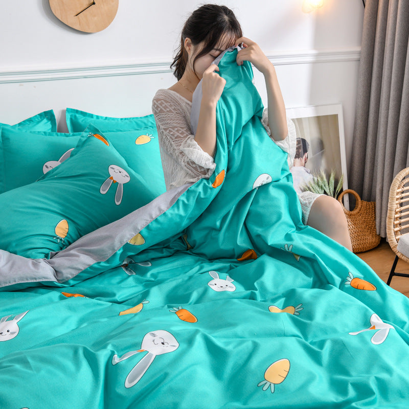 Cotton Quilt Cover Set for Single Bed Summer Dormitory Bedding Home Decor