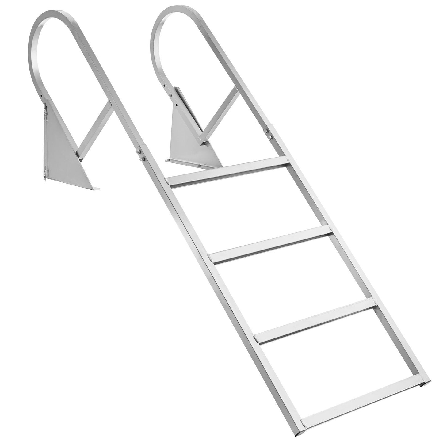 Heavy-Duty Aluminum Dock Ladder 4-Step Pool & Marine Swim Ladder with Non-Slip Wide Steps