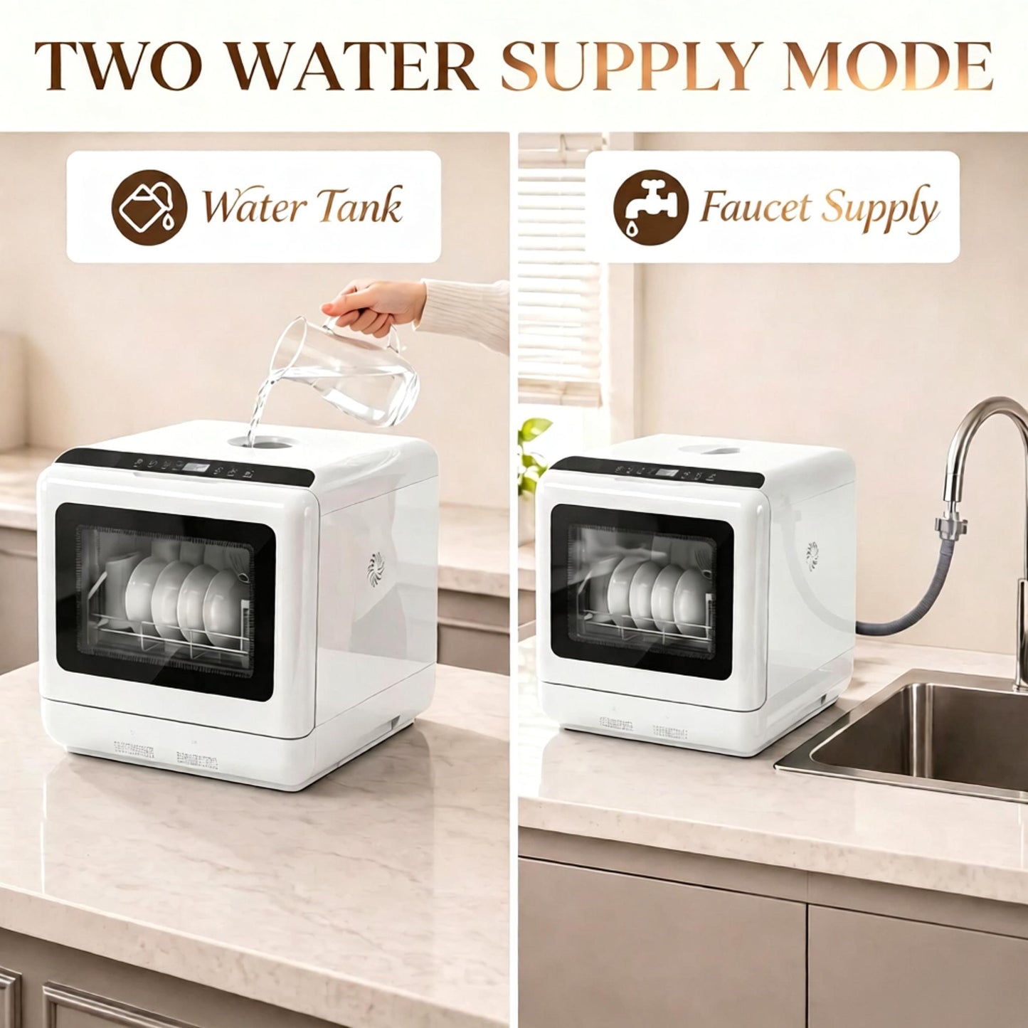 Portable Mini Dishwasher with 1.6 Gallon Tank - White