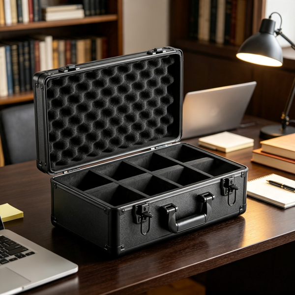 Graded Card Storage Box - 4 Slots with Key Lock & Foam Dividers