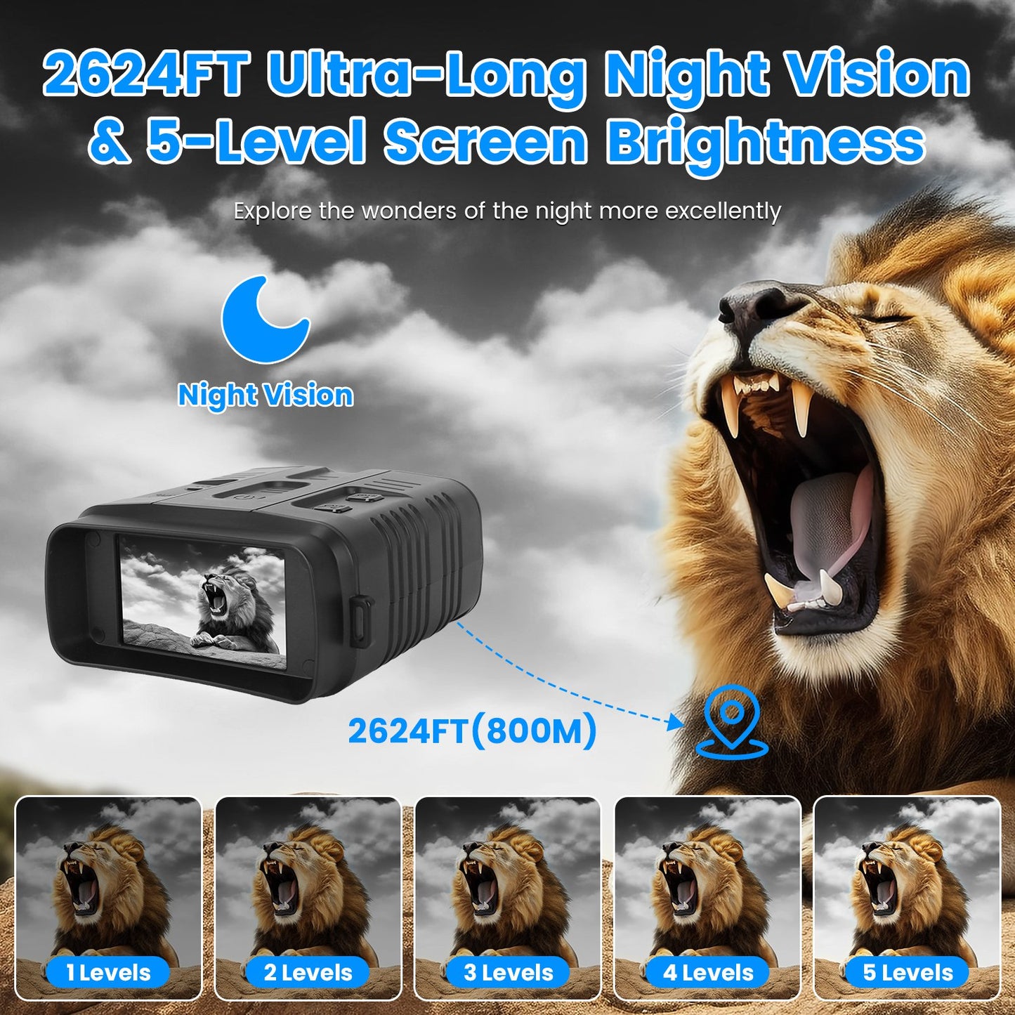 4K Night Vision Goggles with 10X Zoom & 2624ft Range