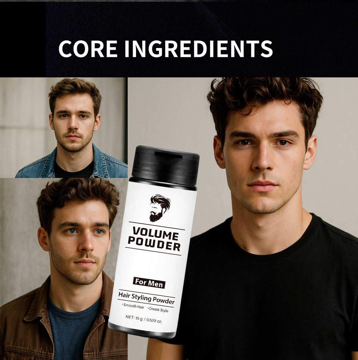 Male Creative Portable Hair Plumper Powder