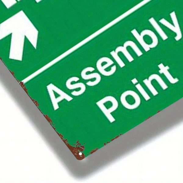 Emergency Assembly Point Sign - Metal Safety Indicator 8x12
