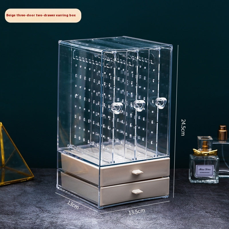 Stud Earrings Acrylic Jewelry Organizer Box with Dustproof Storage Compartments