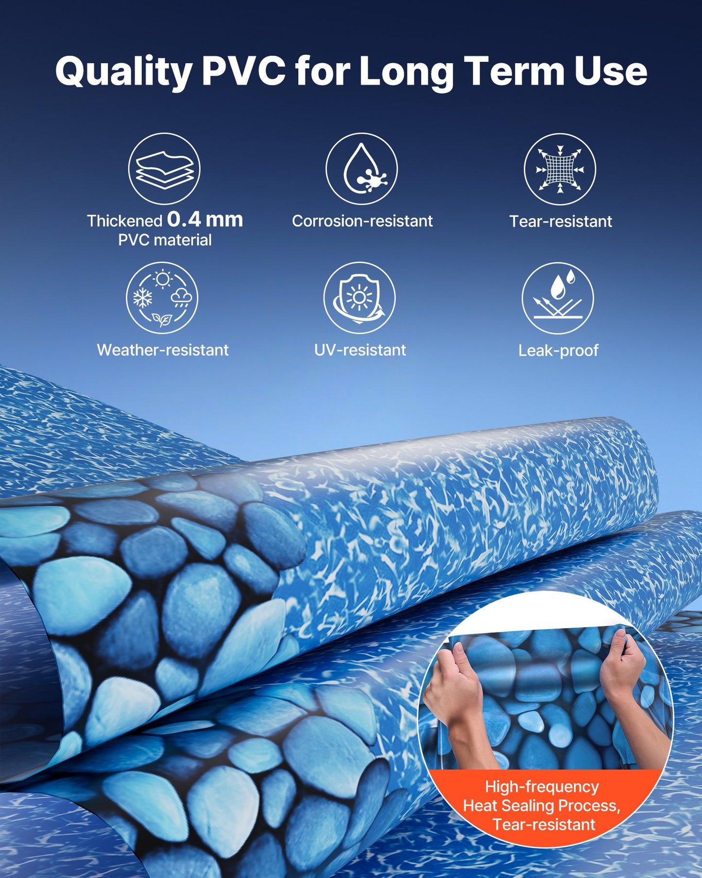 24ft Round Overlap Pool Liner for Above-Ground Pools - Premium Vinyl, Easy Install, Leak-Proof Patches
