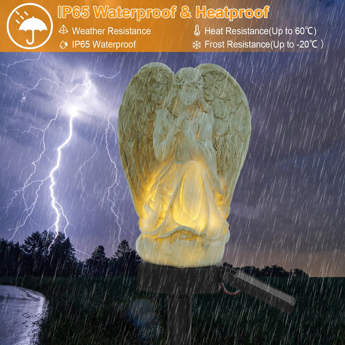 Solar Praying Angel Garden Light - IP65 Waterproof LED Lamp