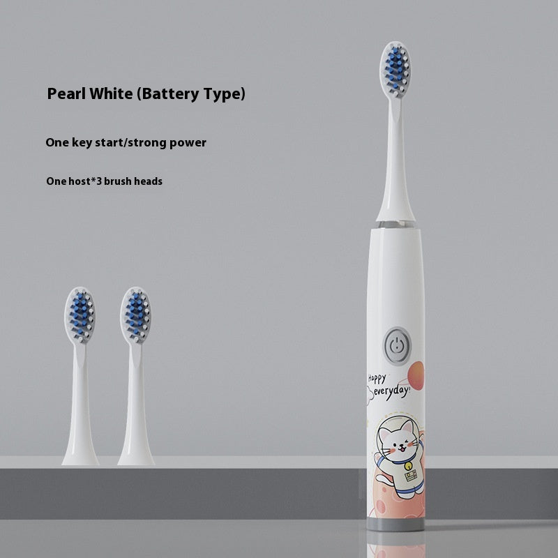 Electric Cartoon Soft Bristle Rechargeable Waterproof Toothbrush with 3 Brush Heads