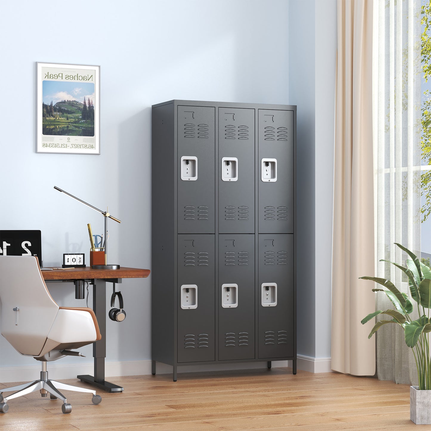 6 Door 72 H Metal Lockers With Lock For Employees,Storage Locker