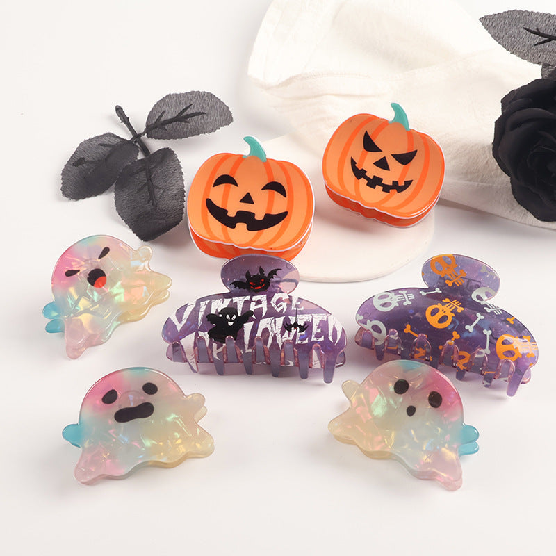 Halloween Pumpkin Ghost Claw Hair Clip - Gothic Dark Fashion Accessory